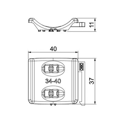 Contre-plaque Bettermann combinée avec contre-plaque double 34…40mm, PP, grc 