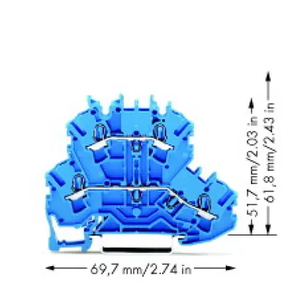 Borne 2 étages WAGO TopJob-S 2.5mm² N/N bleu série 2002 