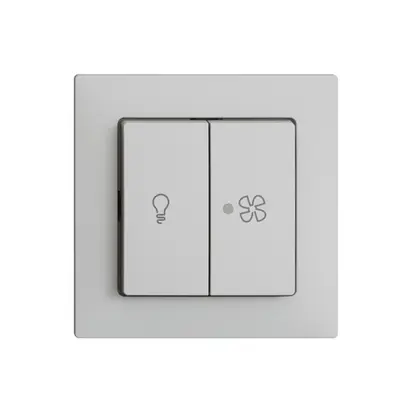 Interr. per luce e ventilazione EDIZIOdue grigio chiaro, LED giallo 
