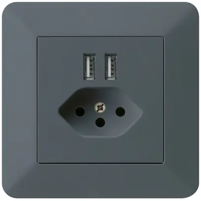 Prise ENC 2×USB & T13 kallysto.trend 2400mA anthracite 