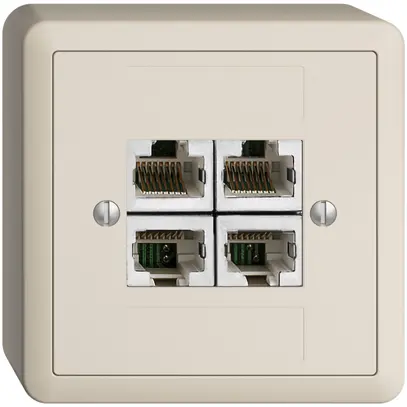 Prise AP 4×RJ45/s 4P sép.EDIZIOdue crema ITplus 