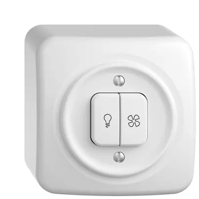 Interr.p.luce+ventilazione AP STANDARDdue bianco, LED giallo 