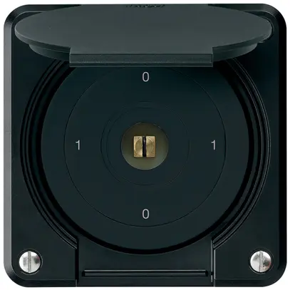 Interrupteur à clé carrée ENC robusto IP55 avec clapet S0/2P noir combi 