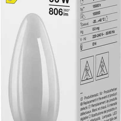 Lampada LED LEDVANCE CLASSIC B E14 5.9W 806lm 2700K REG Ø35×100mm B10.5 opaco 