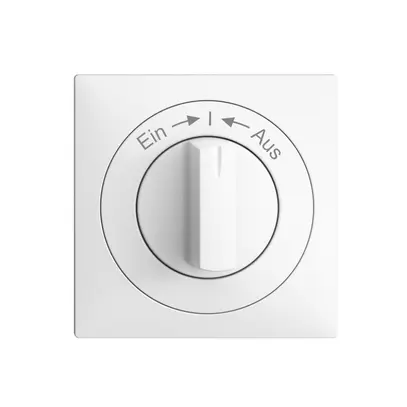Kit frontale EDIZIOdue Ein->I<-Aus bianco 60×60mm per pulsante girevole 