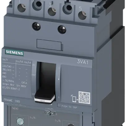 Interruttore di potenza Siemens SENTRON 3VA1 3L 56…80A Ii=5…10× N-25kA mt 