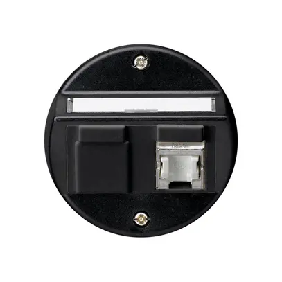 Inserto per presa INC basico A cat.6 1×RJ45/s uscita obliqua nero 