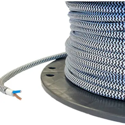 Câble textile Elektrogros 2×0.75mm² blanc/noir rouleau à 50m 