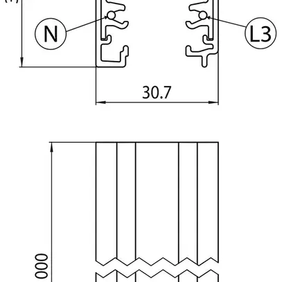 Rail conducteur AP Sylvania OneTrack 250…440V 3 ph aluminium 1000mm blanc 