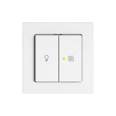Interrupteur à poussoir lumineux EDIZIO.liv SNAPFIX® lum&vent.3/3/1L KS jn bc 
