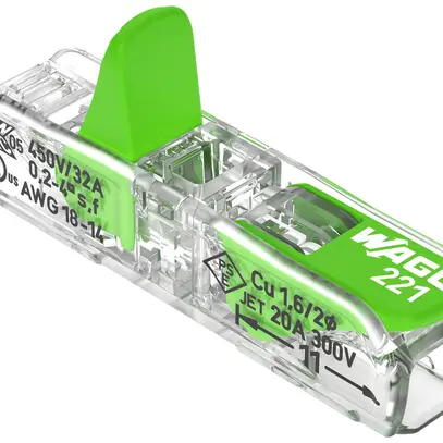 Morsetto di connessione WAGO Green Range 2L 0.34…4mm² con leva ve trasparente 