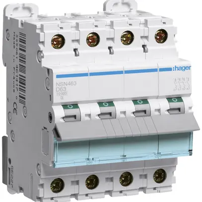 Disgiuntore Hager MCB 4P 4 415V tipo D 63A Icn 10kA Icu 15kA 4UM 