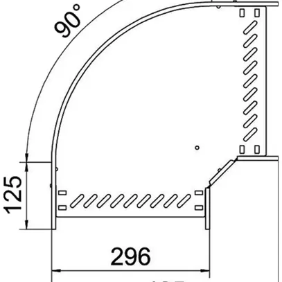 Coude BET RB 90° 85×300mm acier zingué en continu 