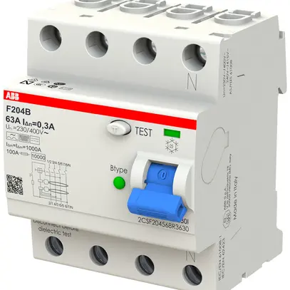 Interrupteur différentiel proM compact 3PN type B, 63A 300mA 4UM légèr.retardé 