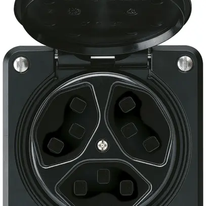Presa Hager robusto, 3×T23, con coperchio A, nero 