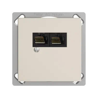 EB-Dose 2×RJ45/u 4P getr. EDIZIOdue crema, R&M swissline 