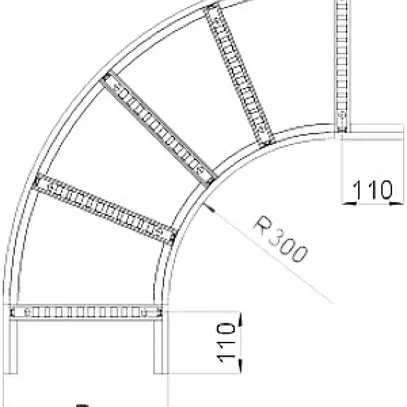 Gomito 90° orizzontale BET 60×400mm p.passerella cavi zincato i.continuo 