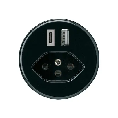 USB-Ladesteckdose basico 18W PD 1×Typ A 1×Typ C Typ 13 schwarz 