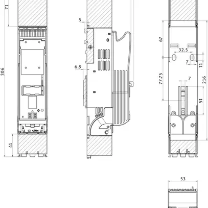 Coupe-circuit sectionneur HPC KETO NH000 690V 125A 80kA 3P racc.câble haut/bas 