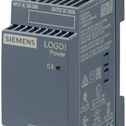 Alimentation Siemens LOGO!POWER, IN:100…240VAC, OUT:5VDC/3A, 2UM 