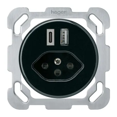 UP-USB-Ladesteckdose basico 18W PD 1×Typ A 1×Typ C Typ 13 m.Befestigungspl. sz 