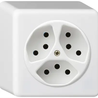 Prise AP basico 3×type 13/1 blanc h=54mm 