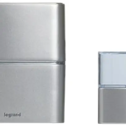 Carillon sans fils Legrand Premium MP3 200m, 3V, avec bouton poussoir, aluminium 
