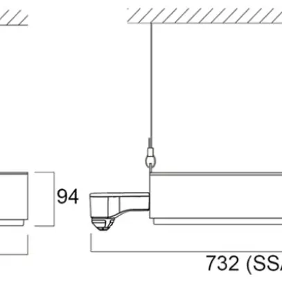 LED-Hallenstrahler Sylvania KubiXx AISLE PIR 276W 48300lm 840 IP65 DIM 732×460 