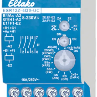 Teleruttore AMD Eltako 8…230VUC 4C, ESR12Z-4DX-UC 