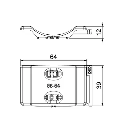 Contre-plaque Bettermann combinée avec contre-plaque double 58…64mm, PP, grc 