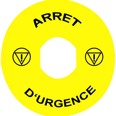 Placchetta indicatrice Schneider Electric arrêt d'urgence 