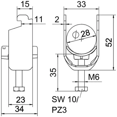 Brida rapida BET 2056 piede a N materia sintetica 22…28mm 1×cavo A2 1.4301 