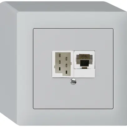 Scatola AP kallysto 1×RJ45u+1×TT83 grigio chiaro 