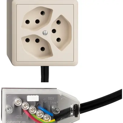 Prise AP EDIZIOdue 3×T13 L3 Snap crema pour câble Technofil 