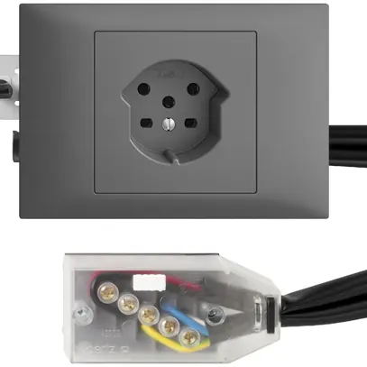 Presa INS EDIZIOdue T15 grigio scuro, 45…69mm per cavo piatto Technofil 