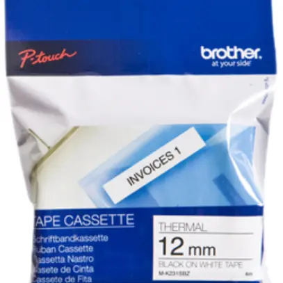 Cassette ruban MK 12mm×4m, blanc/noir 