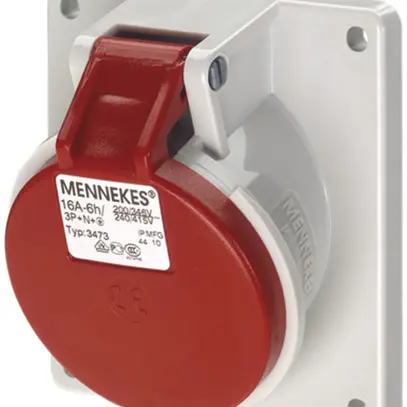 Presa INS CEE 16A 5P 6h 400V rosso, obliquo TwinContact IP44 