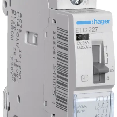 Contacteur AMD Hager 230VAC 1 fermeur 1 ouvreur 25A avec fonction jour/nuit 1UM 