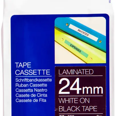 Cassette ruban Brother TZe-355 24mm×8m, noir/blanc 