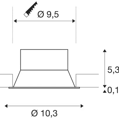 Cadre d'encastrement SLV NEW TRIA 95 aluminium Ø103×55mm blanc 