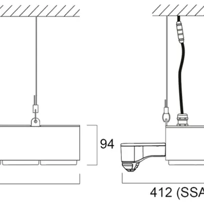 Proiettore capan.LED Sylvania KubiXx AISLE PIR 140W 24900lm 840 IP65 REG 412×460 