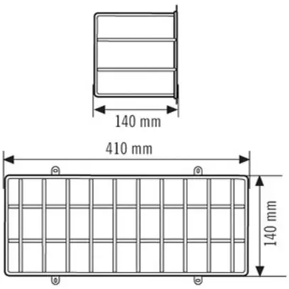 Griglia di protezione ESYLUX 140 SLA 14m, 410×140×140mm 