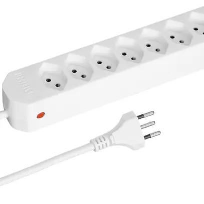 Presa multipla COMPACT 1.5m 8×T13 bottone reset, bianco 