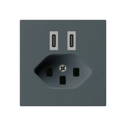 Presa di carica USB Hager kallysto C-C 20W+T23 5V 60×60mm antracite 