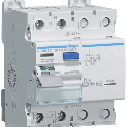 Interruttore differenziale Hager RCCB (RCD) 2P 230V 0.03A tipo Bhfq 16A 10kA 4UM 