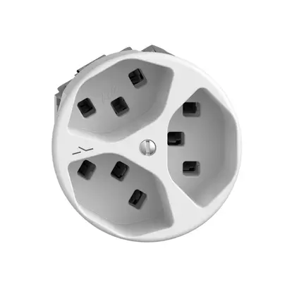Prise 3×T23 Feller STANDARDdue Q, 1×séparé, bornes enfichables, blanc 