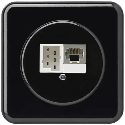 Boîte de raccordement ENC basico 1×RJ45s+1×TT83 noir 