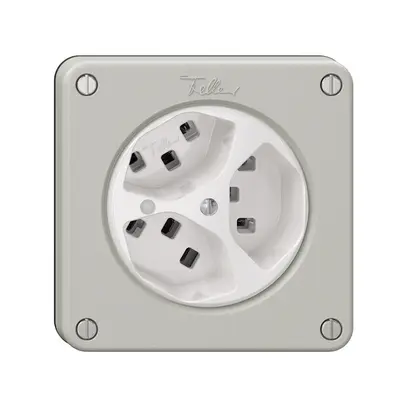 Presa NEVO, 3×T23, c.LED, grigio chiaro 