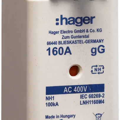Fusibile HPC Hager DIN1 400VAC 160A gG/gL segnalatore doppio antiruggine 