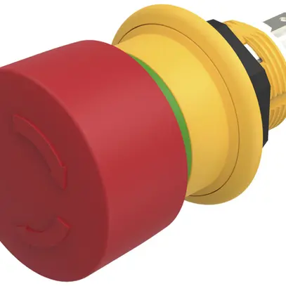 Pulsante a fungo EAO 61 1NC raccordo da saldare Ø16mm rosso/verde 